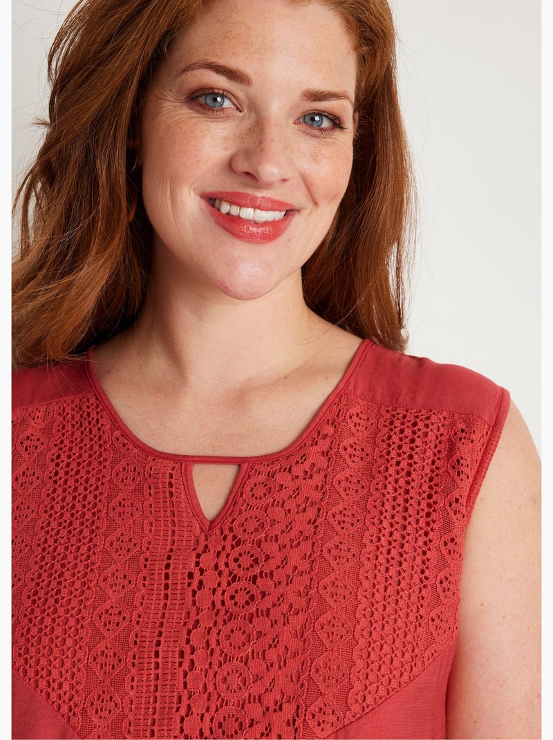 Robe sans manches courte volantée - Afibel Rouge brique - Kiabi
