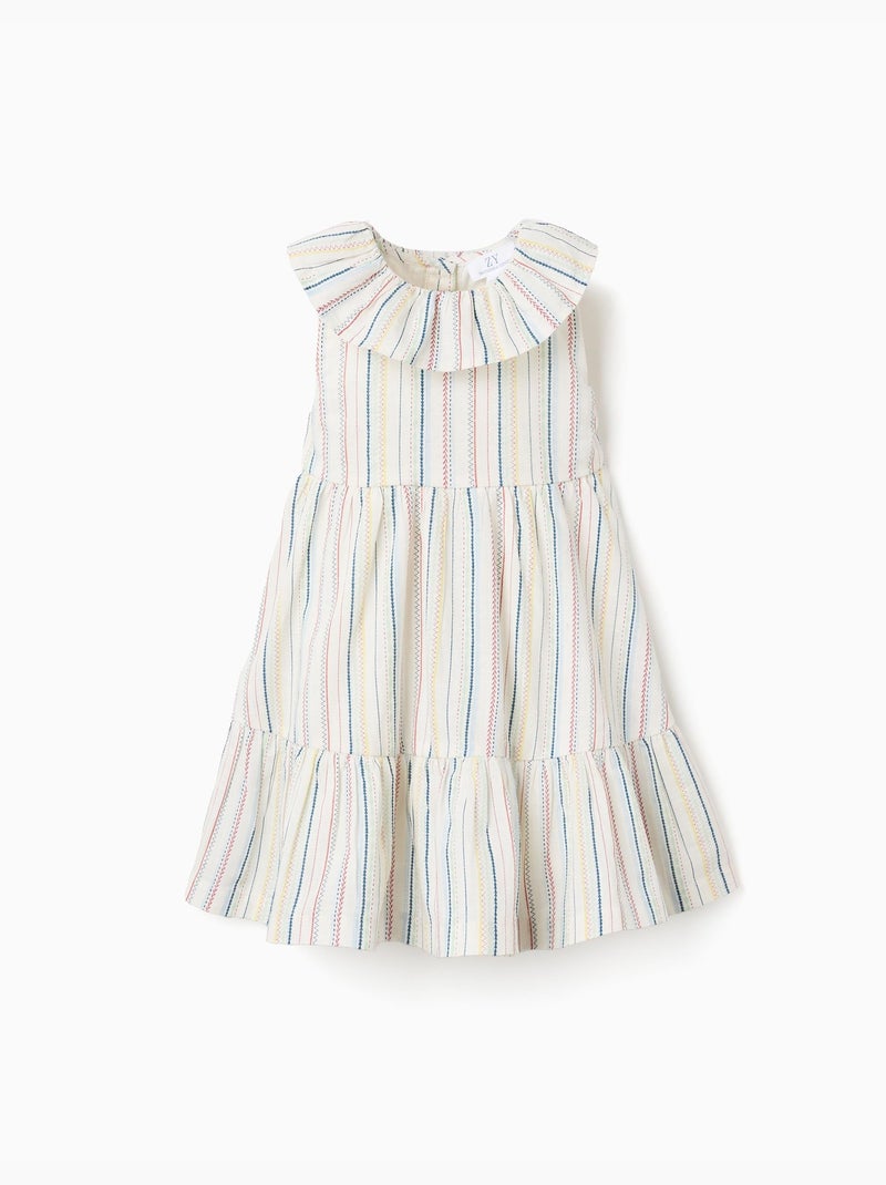 Robe sans manches en coton à rayures ethniques B&S Blanc - Kiabi