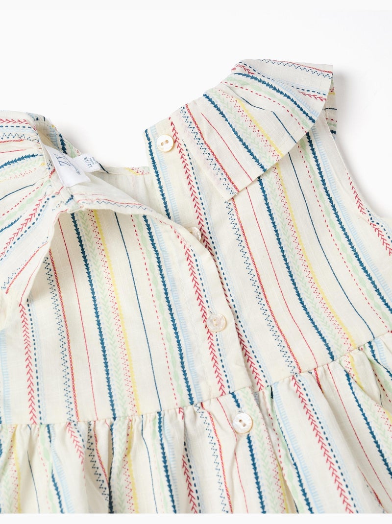 Robe sans manches en coton à rayures ethniques B&S Blanc - Kiabi