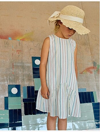 Robe sans manches en coton à rayures ethniques B&S