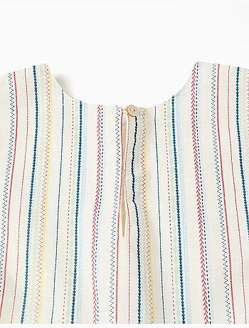 Robe sans manches en coton à rayures ethniques B&S