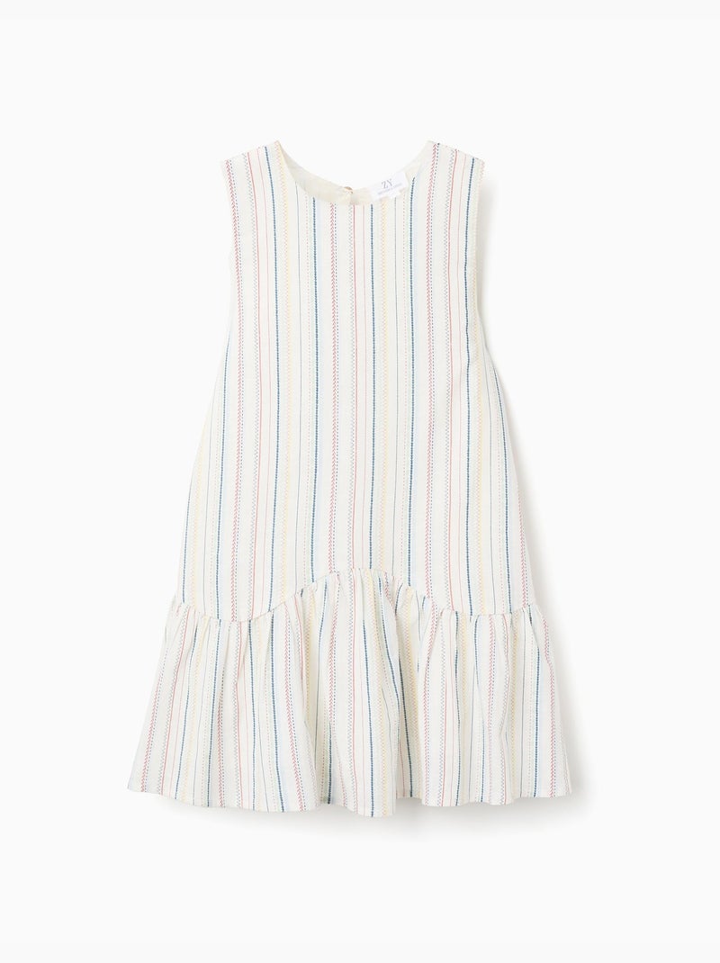 Robe sans manches en coton à rayures ethniques B&S Blanc - Kiabi