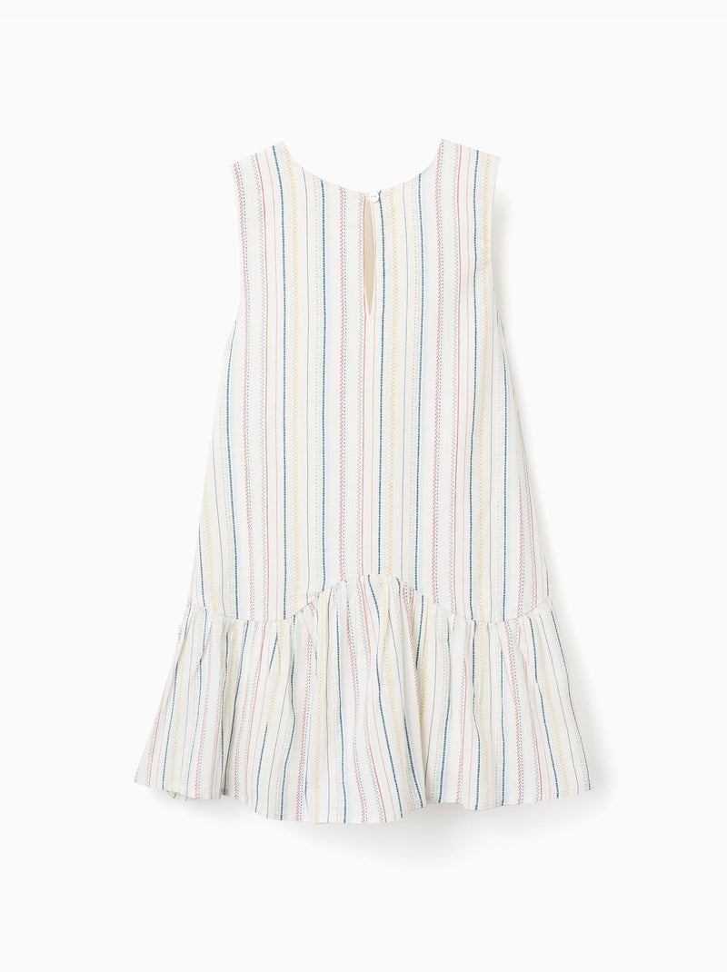 Robe sans manches en coton à rayures ethniques B&S Blanc - Kiabi