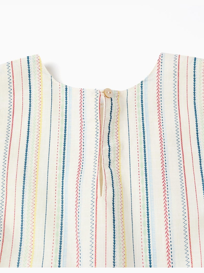 Robe sans manches en coton à rayures ethniques B&S Blanc - Kiabi