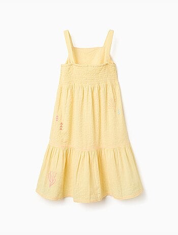Robe sans manches en coton avec algues brodées