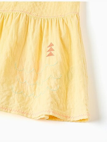 Robe sans manches en coton avec algues brodées