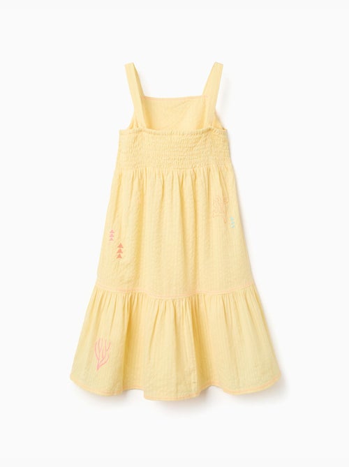 Robe sans manches en coton avec algues brodées - Kiabi