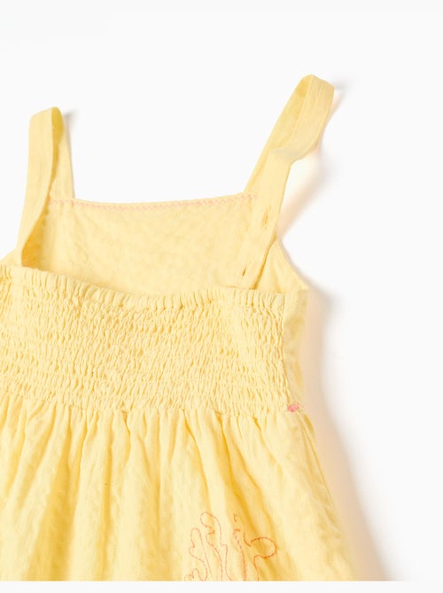 Robe sans manches en coton avec algues brodées - Kiabi