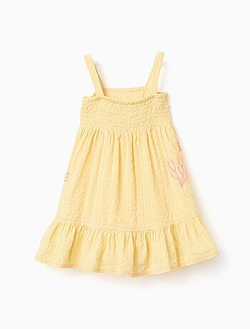 Robe sans manches en coton avec algues brodées