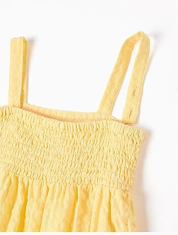 Robe sans manches en coton avec algues brodées