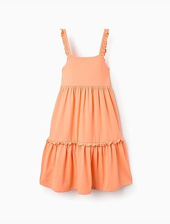 Robe sans manches en coton avec bretelles à volants