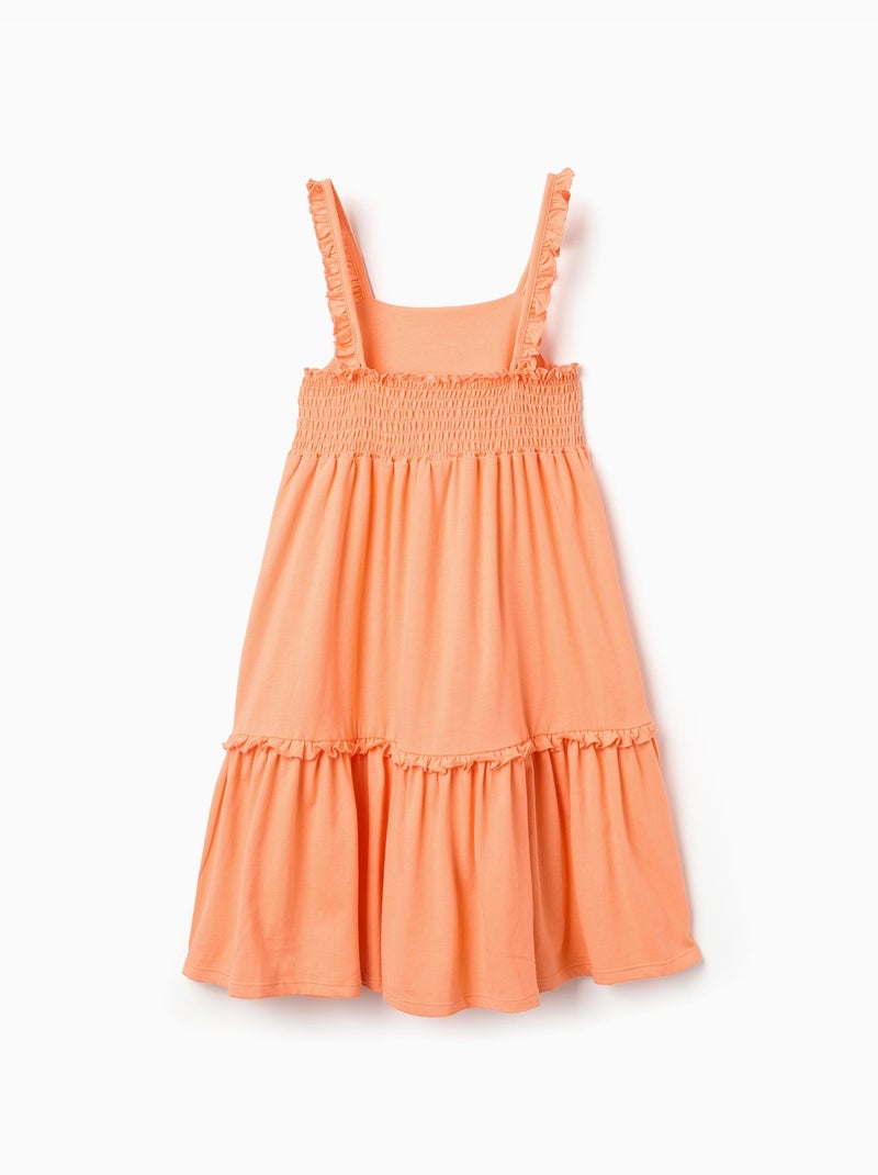 Robe sans manches en coton avec bretelles à volants Orange - Kiabi