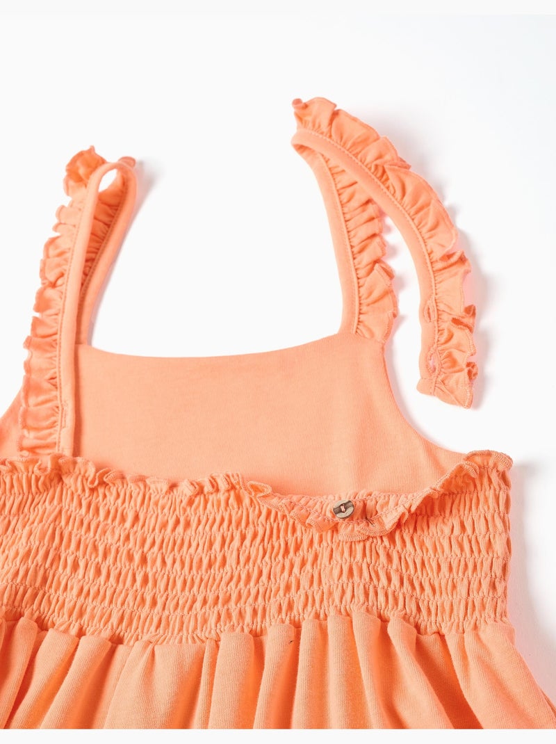 Robe sans manches en coton avec bretelles à volants Orange - Kiabi