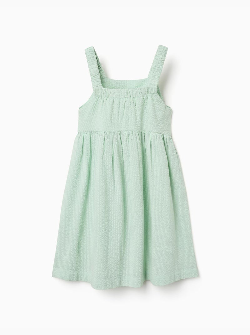 Robe sans manches en coton avec bretelles élastiques Vert clair - Kiabi