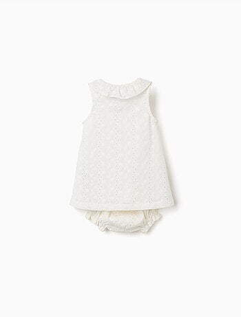 Robe sans manches en coton avec broderie anglaise