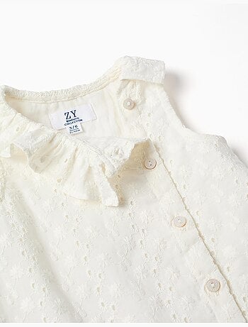 Robe sans manches en coton avec broderie anglaise