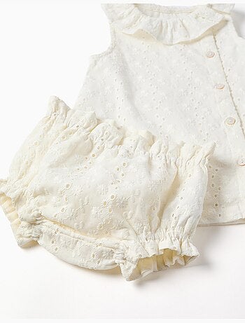 Robe sans manches en coton avec broderie anglaise