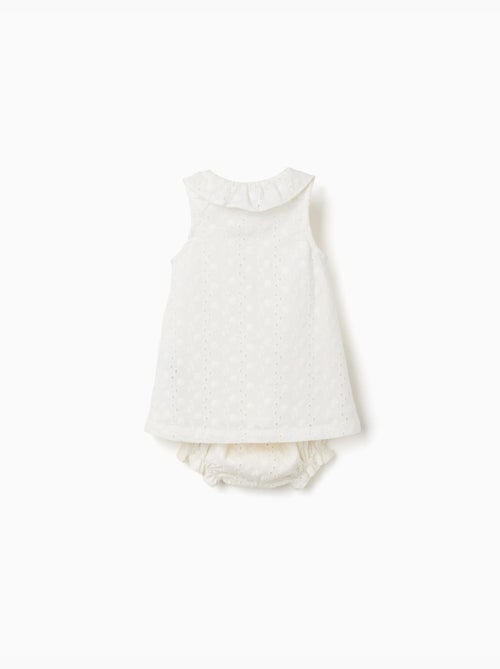 Robe sans manches en coton avec broderie anglaise - Kiabi