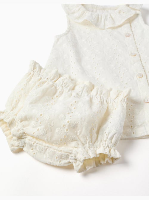 Robe sans manches en coton avec broderie anglaise - Kiabi