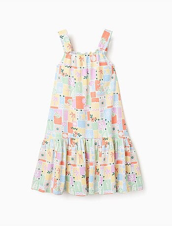 Robe sans manches en coton avec imprimé coloré