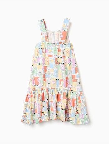 Robe sans manches en coton avec imprimé coloré