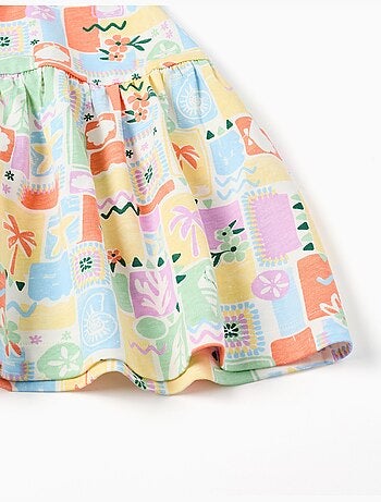 Robe sans manches en coton avec imprimé coloré