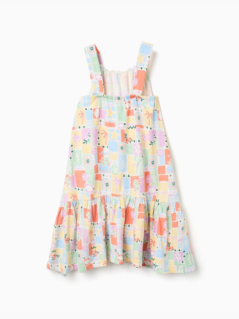 Robe sans manches en coton avec imprimé coloré Blanc - Kiabi