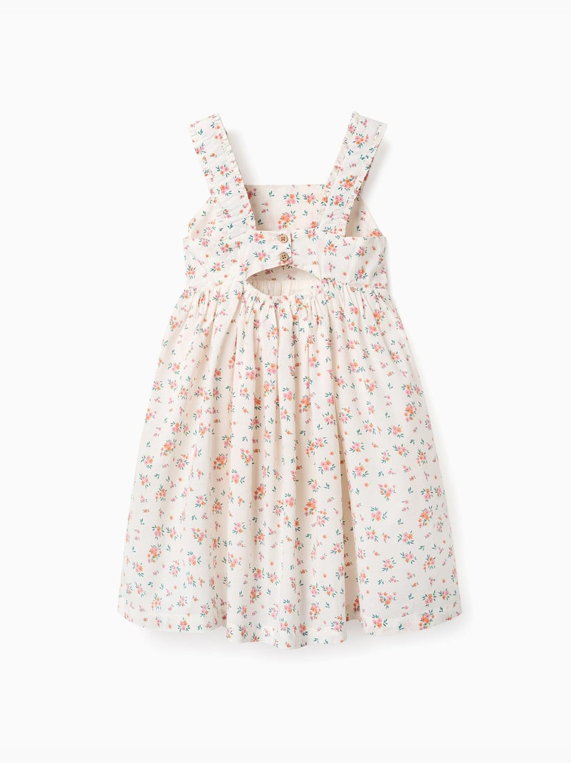 Robe sans manches en coton avec motif floral Beige clair - Kiabi