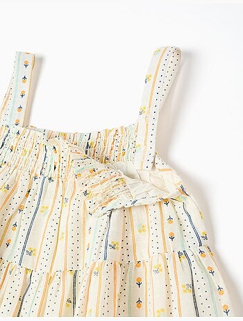 Robe sans manches en coton avec motif floral