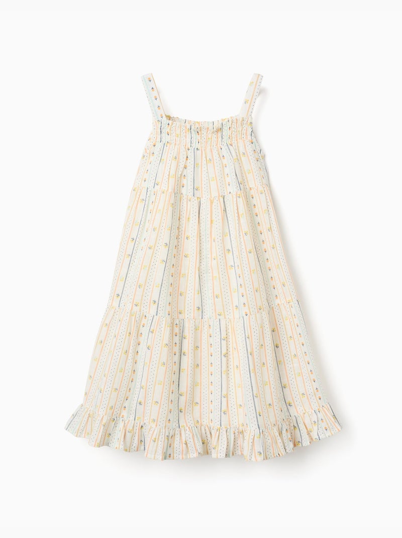 Robe sans manches en coton avec motif floral Beige clair - Kiabi