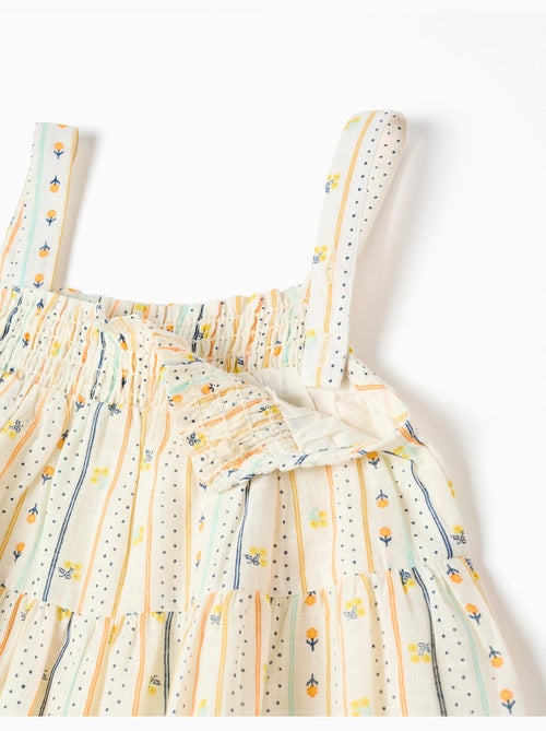 Robe sans manches en coton avec motif floral - Kiabi