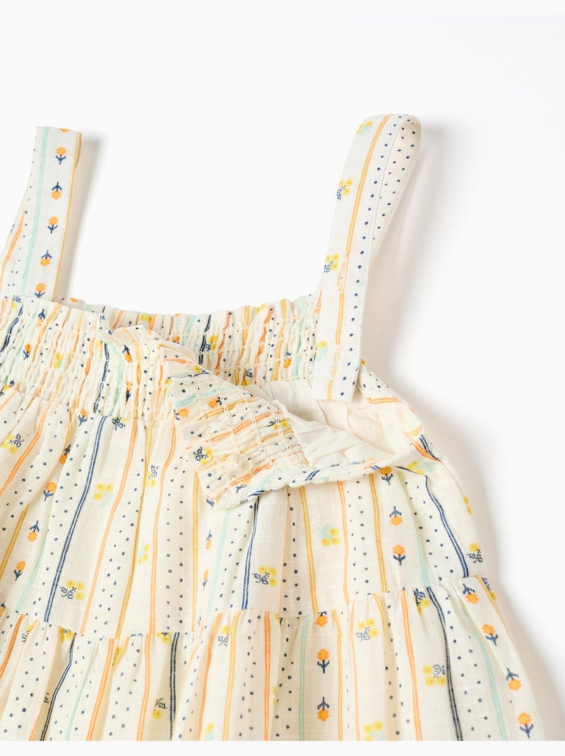 Robe sans manches en coton avec motif floral Beige clair - Kiabi