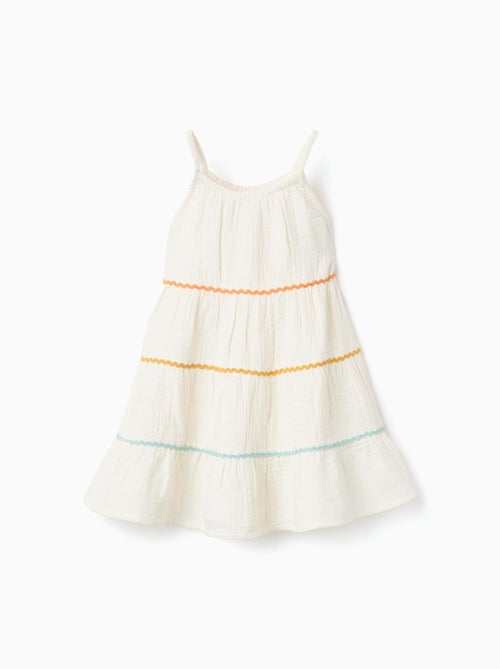 Robe sans manches en coton avec volants - Kiabi