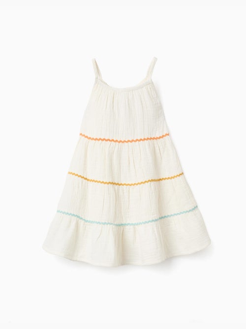 Robe sans manches en coton avec volants - Kiabi