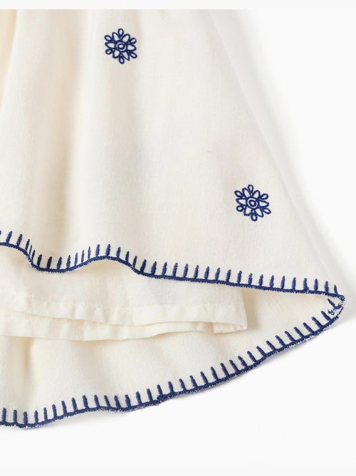 Robe sans manches en coton et lin avec broderie florale - Kiabi