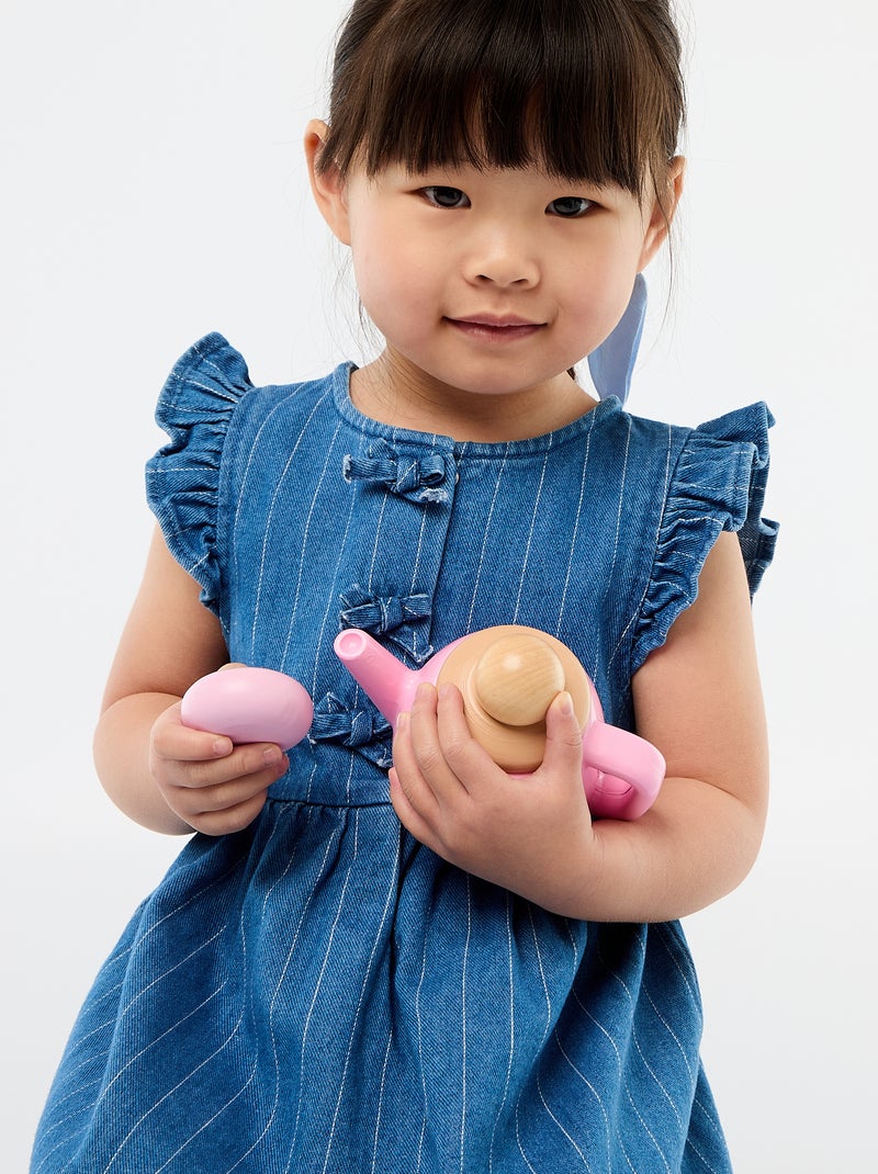 Robe sans manches en denim avec nœuds fantaisies Bleu - Kiabi