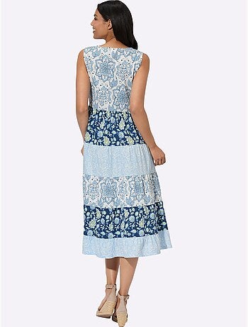 Robe sans manches en jersey avec motif floral patchwork - Taille standard - Moda Vilona
