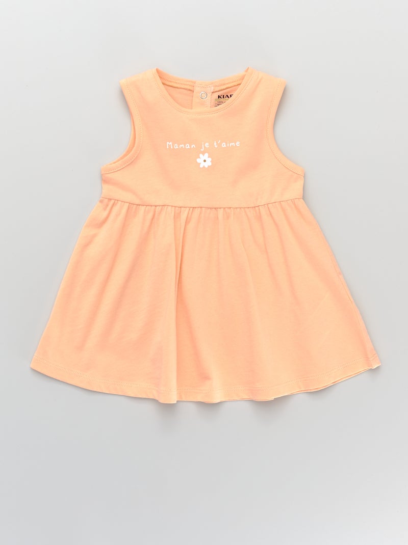 Robe sans manches en jersey imprimé message orange - Kiabi