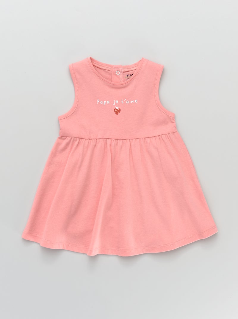 Robe sans manches en jersey imprimé rose message - Kiabi
