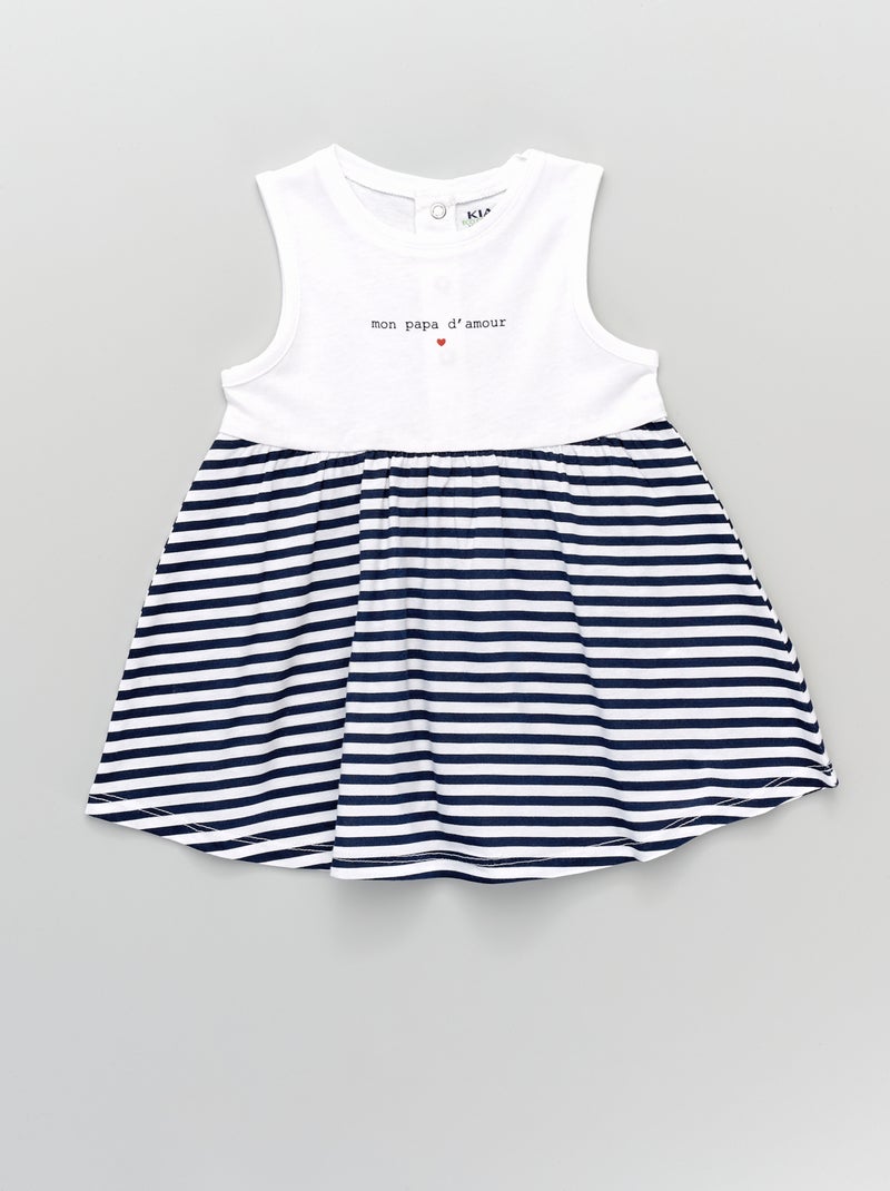 Robe sans manches en jersey rayé avec message blanc rayé papa - Kiabi