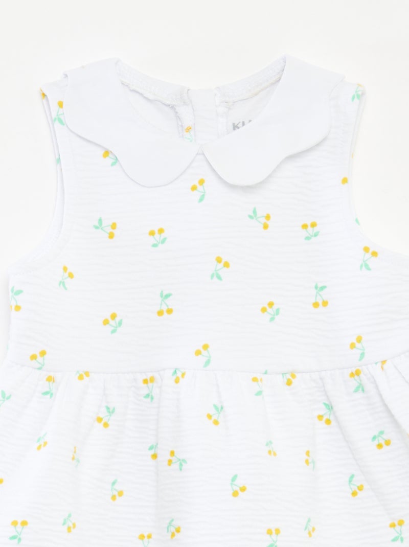 Robe sans manches en maille froissée avec motif BLANC - Kiabi