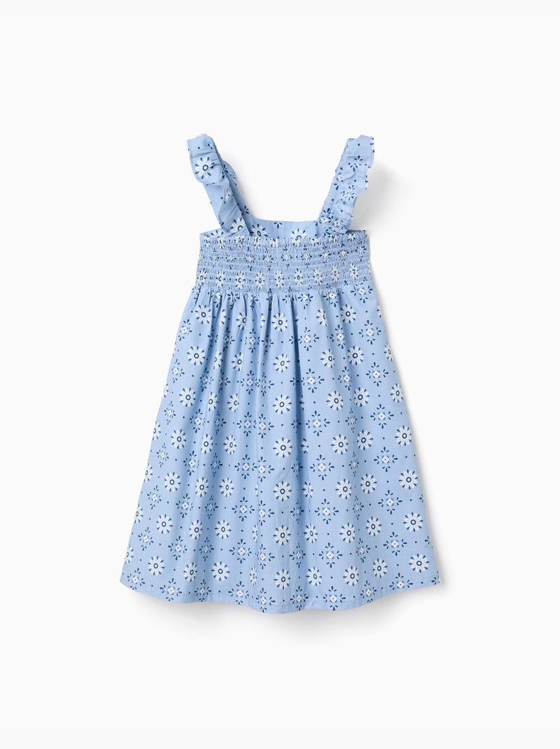 Robe sans manches en popeline avec motif floral Bleu clair - Kiabi