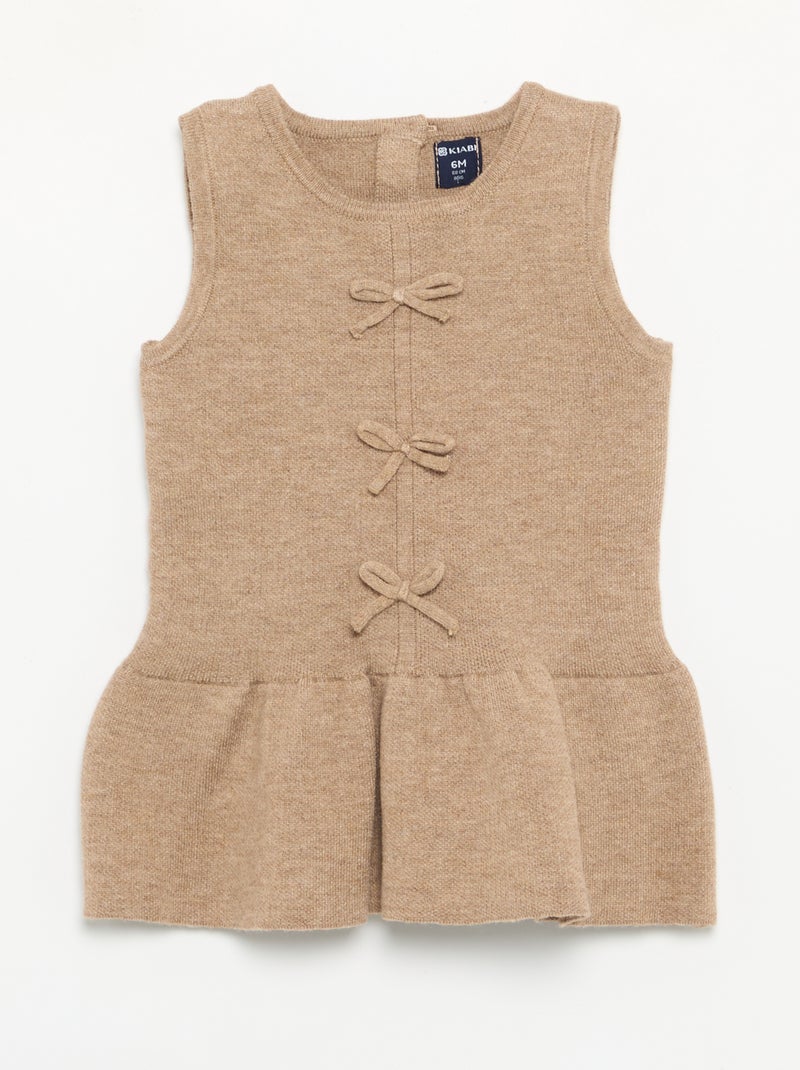 Robe sans manches en tricot avec nœuds Beige - Kiabi