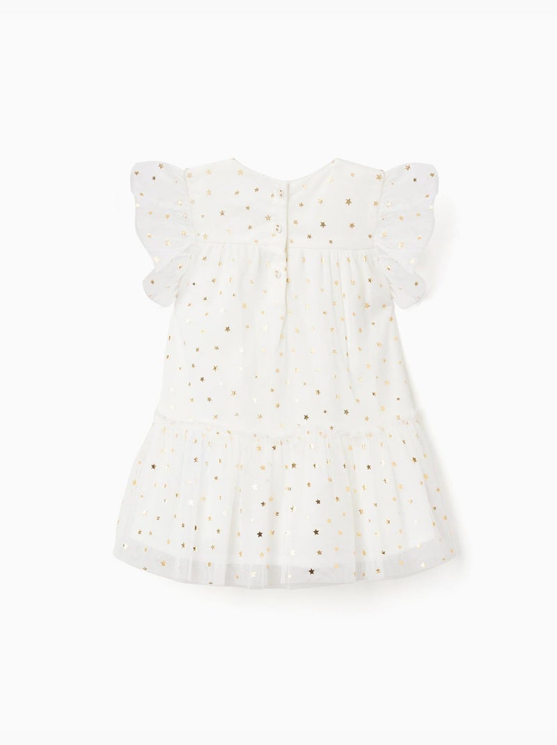 Robe sans manches en tulle à volants et étoiles Blanc - Kiabi