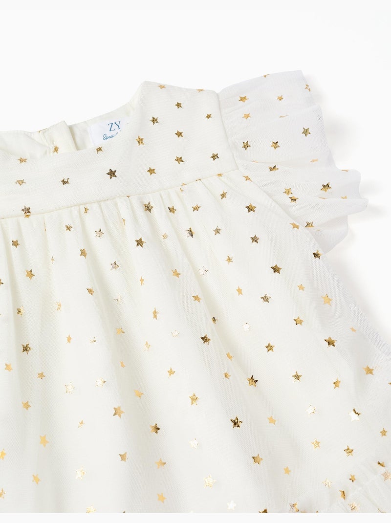 Robe sans manches en tulle à volants et étoiles Blanc - Kiabi