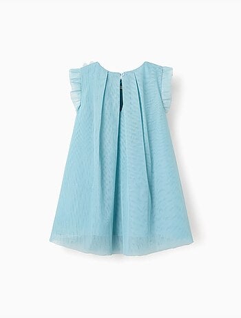 Robe sans manches en tulle à volants et fleurs