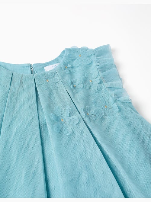 Robe sans manches en tulle à volants et fleurs - Kiabi