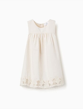 Robe sans manches évasée avec fleurs brodées