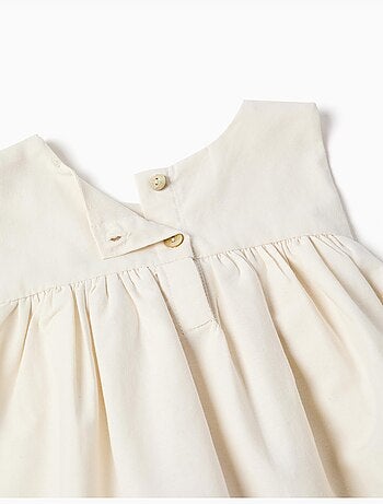 Robe sans manches évasée avec fleurs brodées