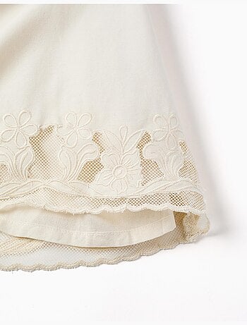 Robe sans manches évasée avec fleurs brodées
